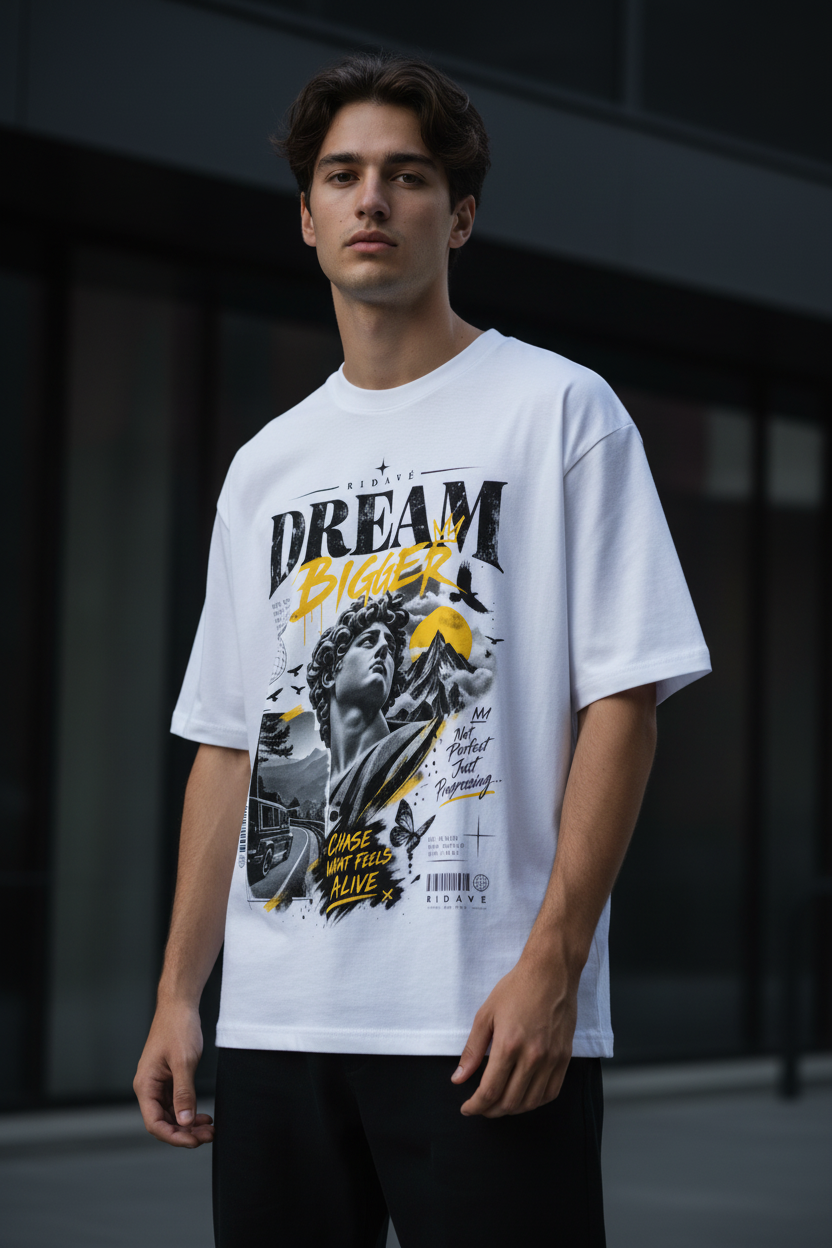 DREAM BIGGER Graphic Oversized T-Shirt