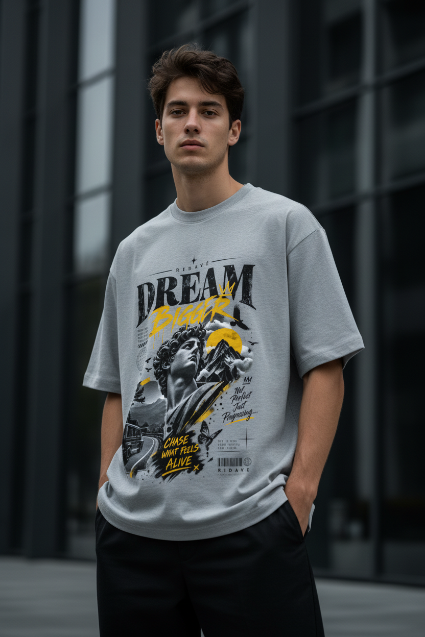 DREAM BIGGER Graphic Oversized T-Shirt